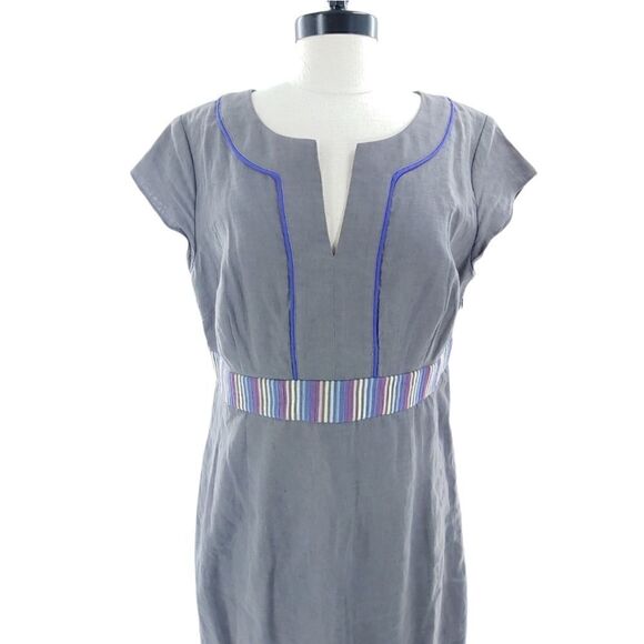 Boden stunning linen dress in grays/purples sz 12 - Picture 2 of 14